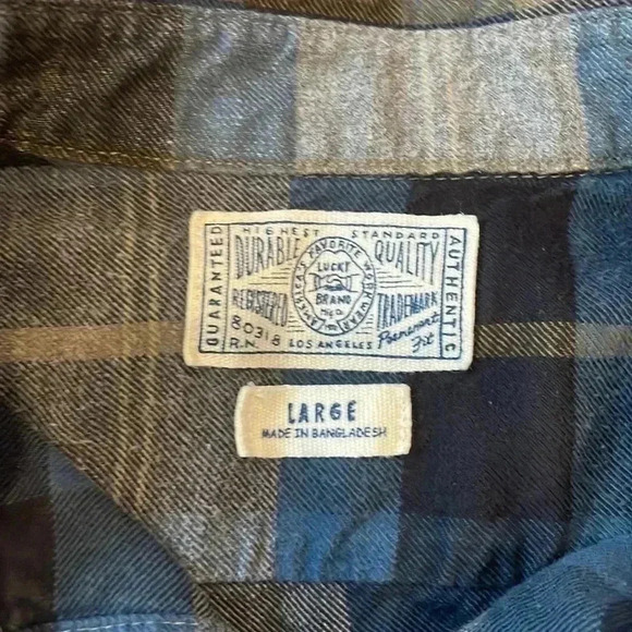 Lucky Brand Men Plaid Flannel  LS Shirt-L - Picture 2 of 7